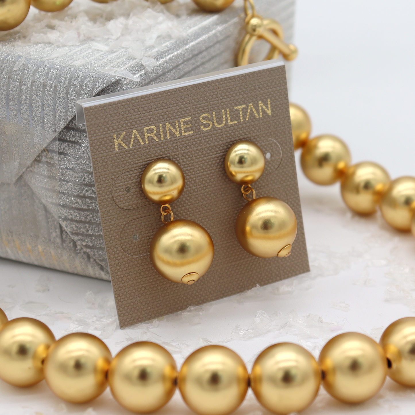 
                  
                    Golden Sphere Drop Earrings - 24K Gold Plated
                  
                