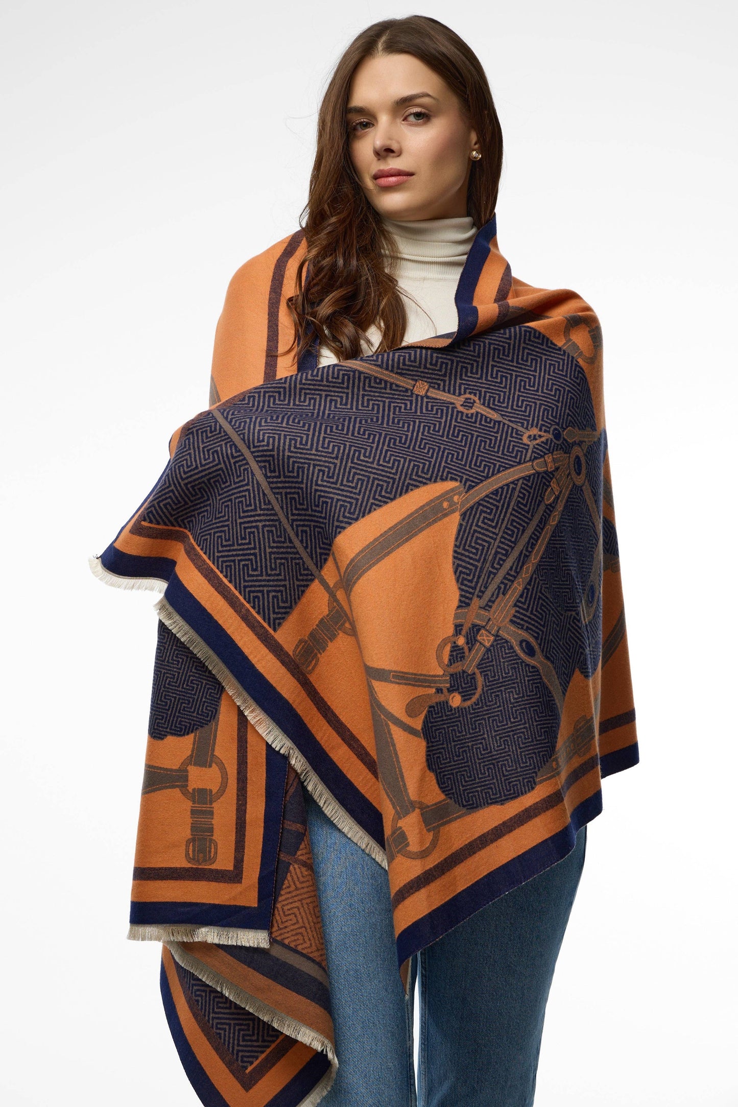 
                  
                    Equestrian Reversible Scarf: Light Blue
                  
                