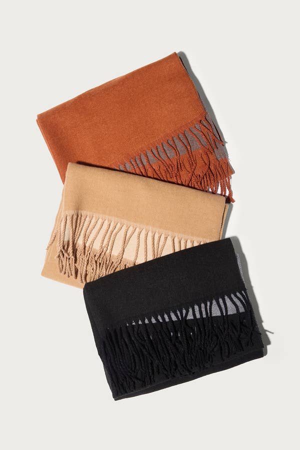 
                  
                    Solid Fringe Reversible Scarf: Black
                  
                