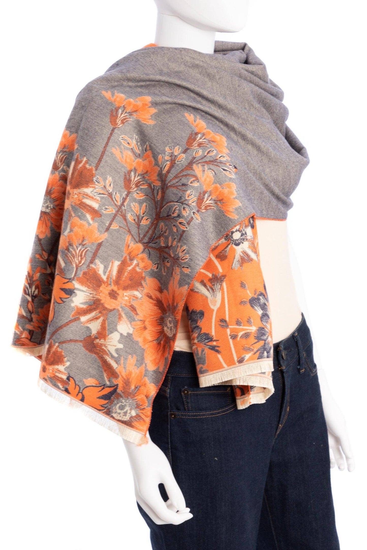 
                  
                    Reversible Floral Oversized Scarf: BLUE
                  
                