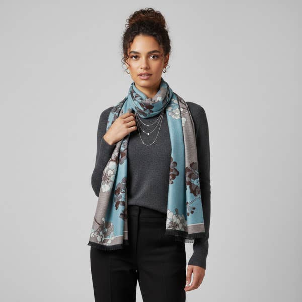 
                  
                    Floral Reversible Scarf: Forest Green
                  
                