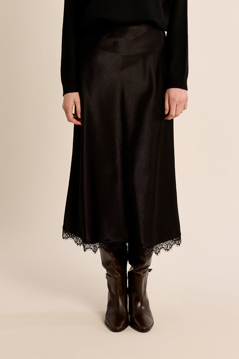 
                  
                    Molly Bracken | Long Satin Skirt | Black
                  
                