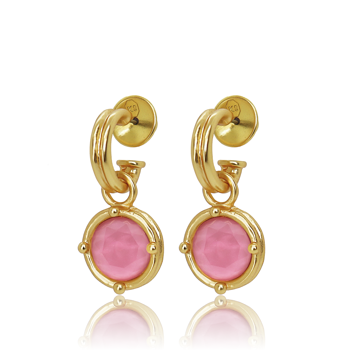 
                  
                    Double-Rim Gem Charm Hoop Earrings - 24K Gold Plated: Emerald Green
                  
                