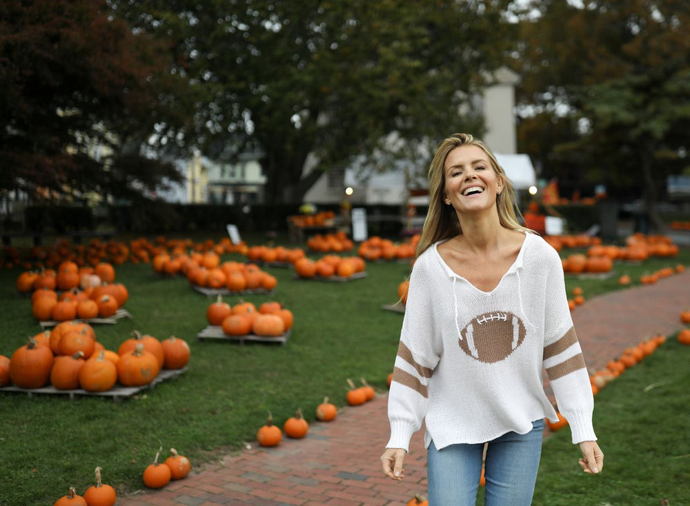 
                  
                    Wooden Ships | Jesse Football Sweater | White/Dark Cedar
                  
                