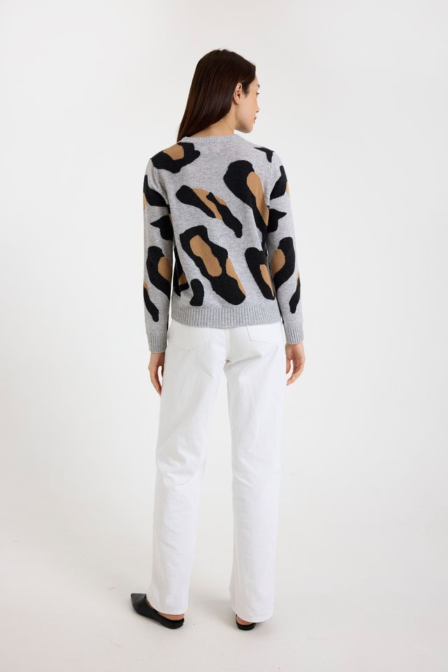 
                  
                    Brodie | Abstract Leopard Crewneck Sweater| Grey
                  
                