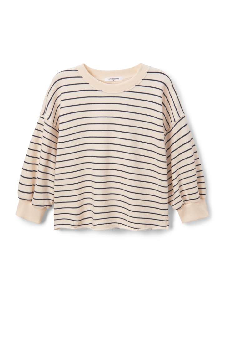 
                  
                    Perfectwhitetee| Niall Stripe French Terry Top| Natural/night stripe
                  
                