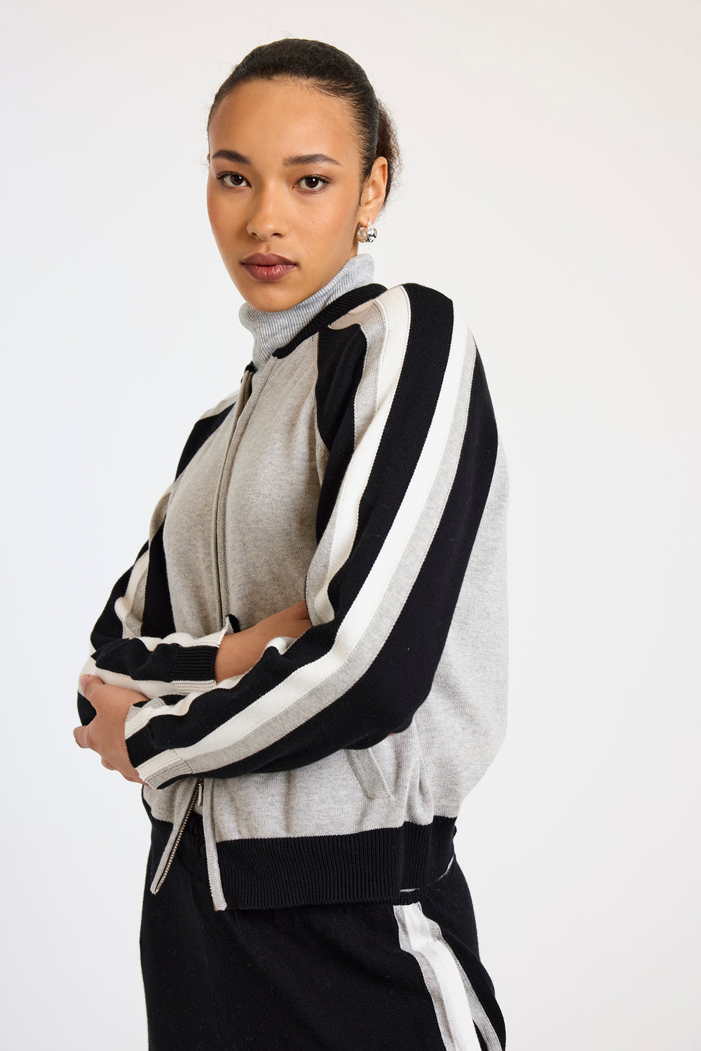 Brodie | Valerie Stripe Bomber | Grey