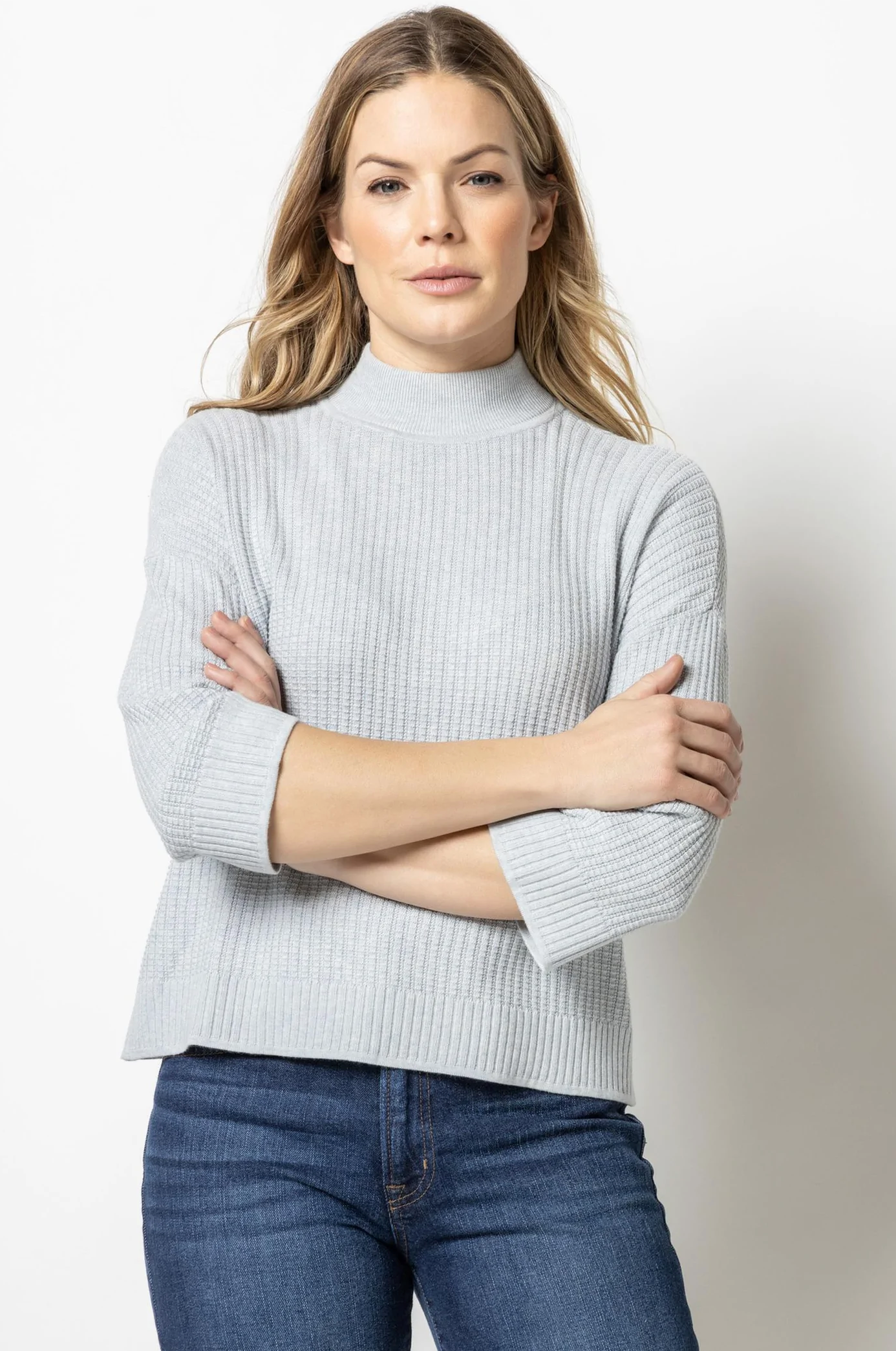 
                  
                    Lilla P | 3/4 Sleeve Boxy Mock Neck Sweater
                  
                